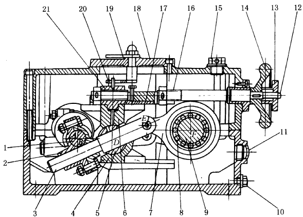 U系列三相并列連桿脈動(dòng)無級變速器結(jié)構(gòu)圖