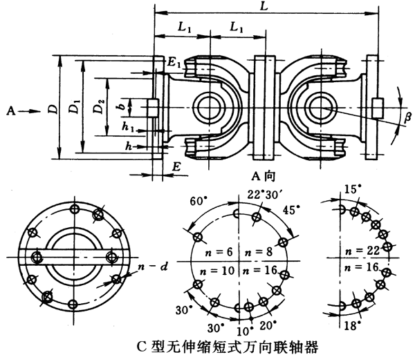 C型無(wú)伸縮短式萬(wàn)向聯(lián)軸器(JB/T3241-91)