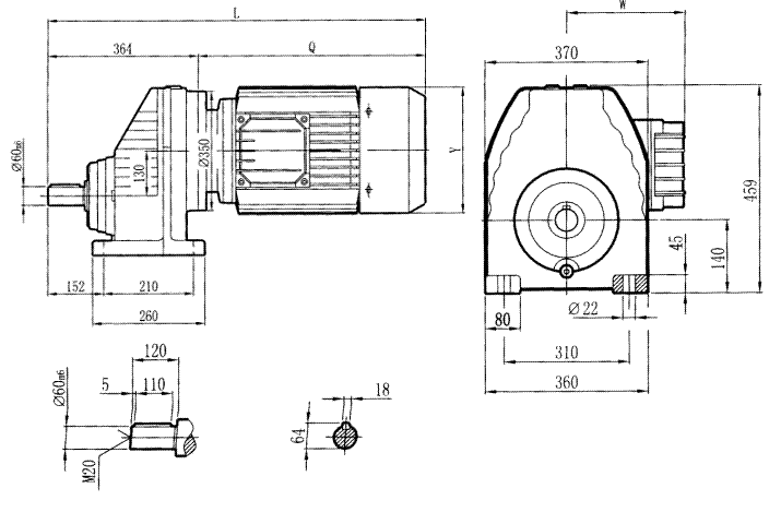 RCX107..型硬齒輪減速機安裝尺寸圖