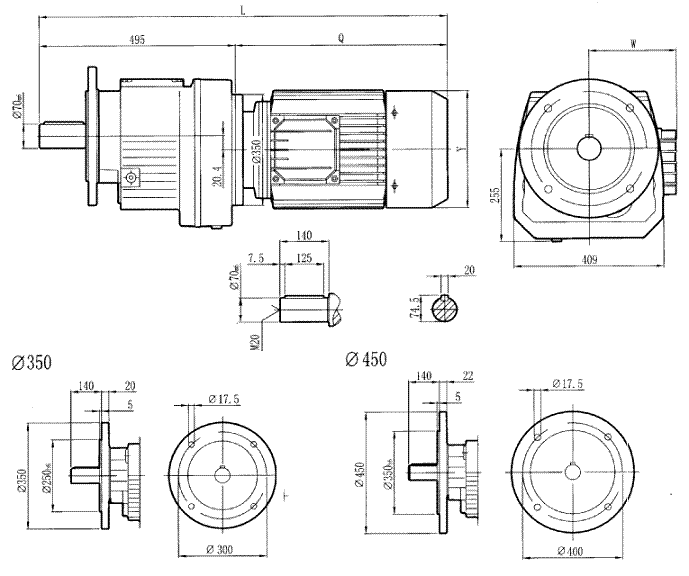 RCF107..型硬齒輪減速機安裝尺寸圖
