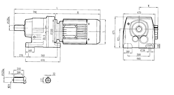 RC167..型硬齒輪減速機安裝尺寸圖