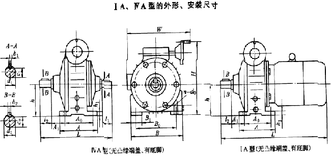 D型行星錐盤無(wú)級(jí)變速器外型及安裝尺寸