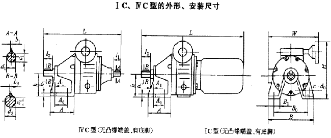 D型行星錐盤無(wú)級(jí)變速器外形安裝尺寸