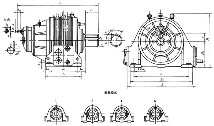 ZZLP型行星齒輪減速機外形及安裝尺寸