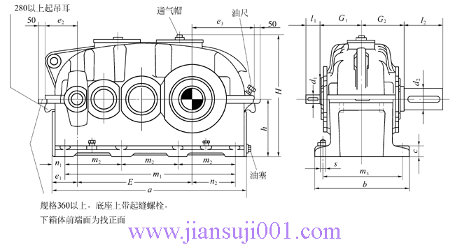 SDN型圓柱齒輪減速機(jī)外形及安裝尺寸