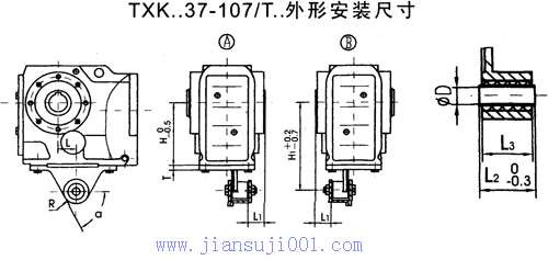 TXK..37/T-TXK..157/T型斜齒輪-錐齒輪減速電機(jī)外形及安裝尺寸