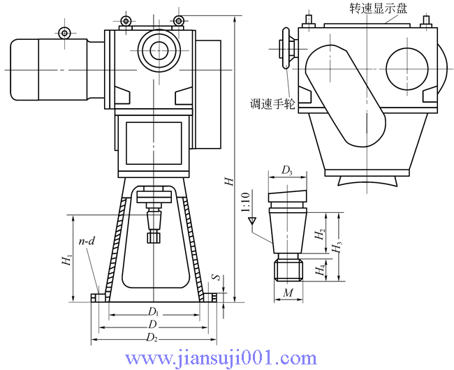 WMBLF系列釜用立式無級(jí)變速器技術(shù)參數(shù)和外形尺寸