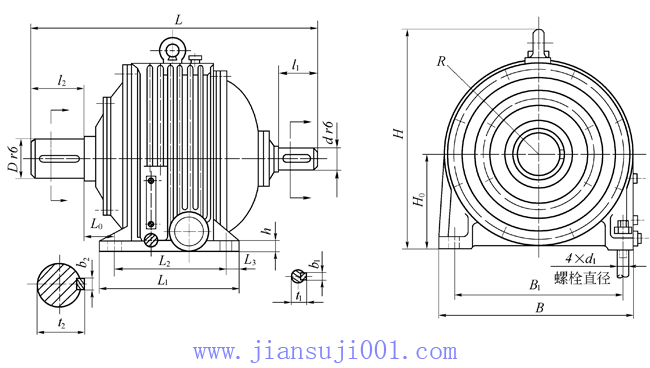 NGW單級減速器外形尺寸
