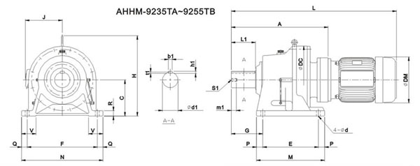 ADC系列擺線減速機尺寸圖表AHHM-9235~9255TB