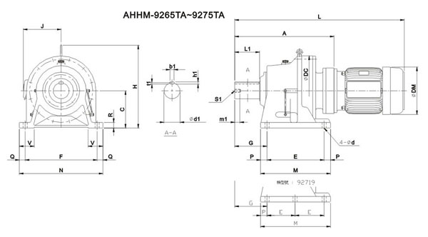 ADC系列擺線減速機尺寸圖表AHHM-9265TA~9275TA