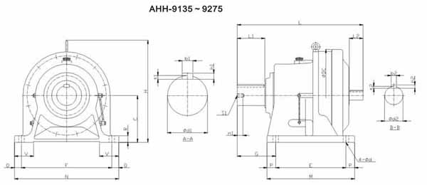 ADC系列擺線減速機尺寸圖表AHH-9135~9275
