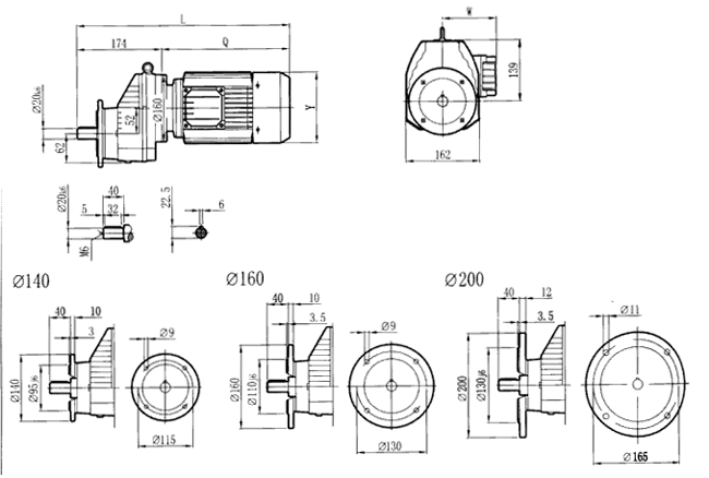 RC硬齒面減速機(jī)-RCXF57..型外形及安裝尺寸