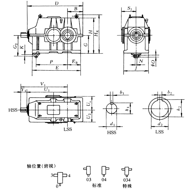 2TKC250M~400M型外形尺寸