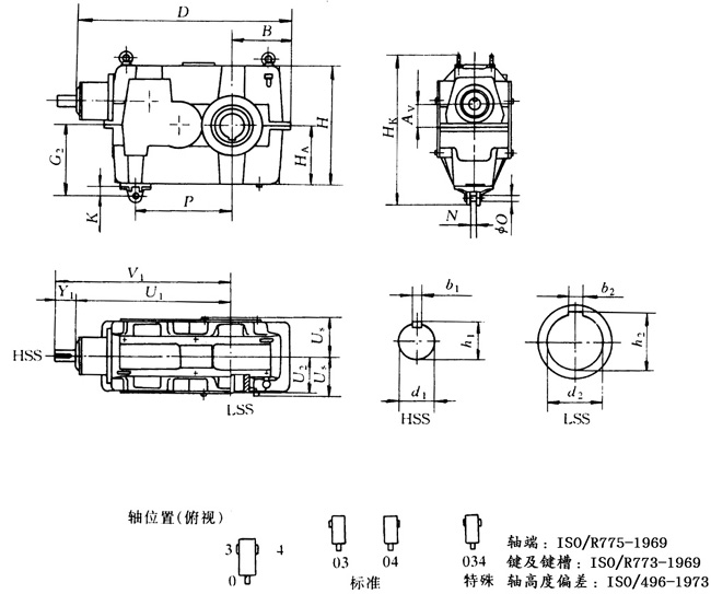 3TKC140N~400N型三級(jí)錐齒輪—斜齒輪減速器外形尺寸
