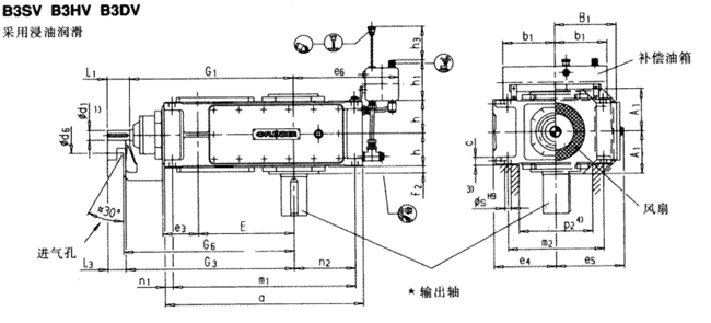 直交軸齒輪箱三級(jí)傳動(dòng)立式安裝(B3.V)