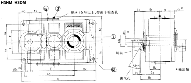 平行軸齒輪箱三級傳動臥式安裝(H3.H,H3.M)