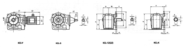 KC系列斜齒-螺旋錐齒減速器外形尺寸