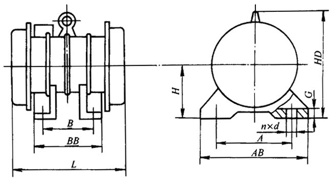 YJZ系列激振異步電動(dòng)機(jī)(2~140KN)外形尺寸