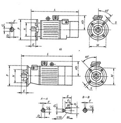 YZRE系列起重及冶金用繞線轉(zhuǎn)子制凍三相異步電動(dòng)機(jī)外形尺寸
